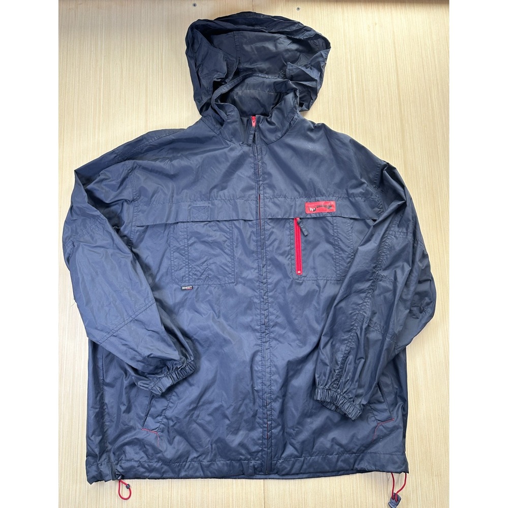 Vintage Southpole Denim Authentic Windbreaker‎ Jacket Mens XL Blue Hooded Lined